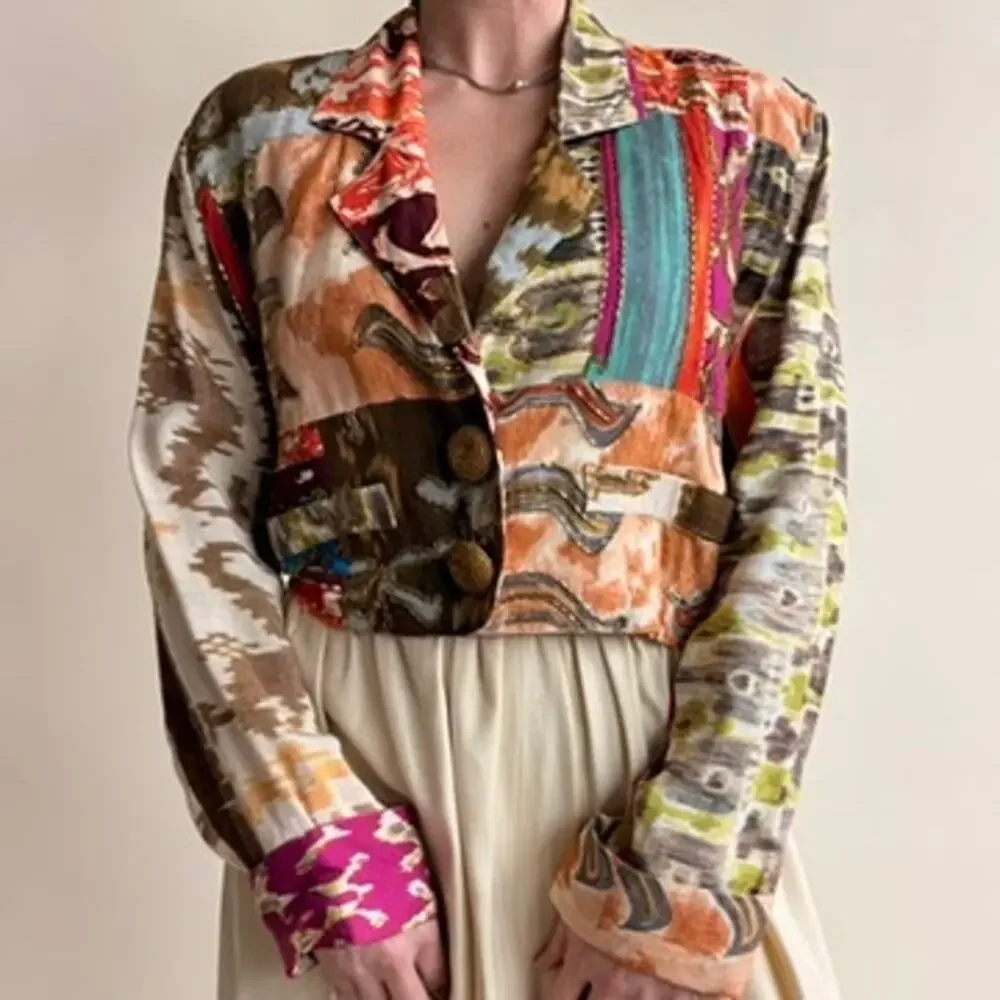 The Icing Patchwork Jacket - Tapestry, Beaded, Crop, 80s/90s, Size Small - Picture 2 of 8
